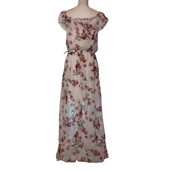 Hint of BLUSH Maxi  Dress White Pink Floral Print Size Large - Picture 2 of 8